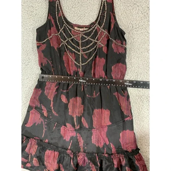 Anthropologie Ecote Beaded Tapestry Dress Red Black Floral Embellished - Picture 8 of 13